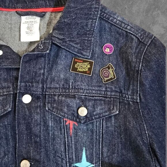 Disney Denim Jacket Adult Small Electrical Parade 50th Anniversary Mickey Mouse - Picture 5 of 8
